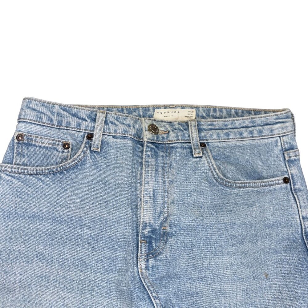 Top Shop 28/30 Straight Light Wash Raw Hem Denim Jeans - Picture 3 of 6